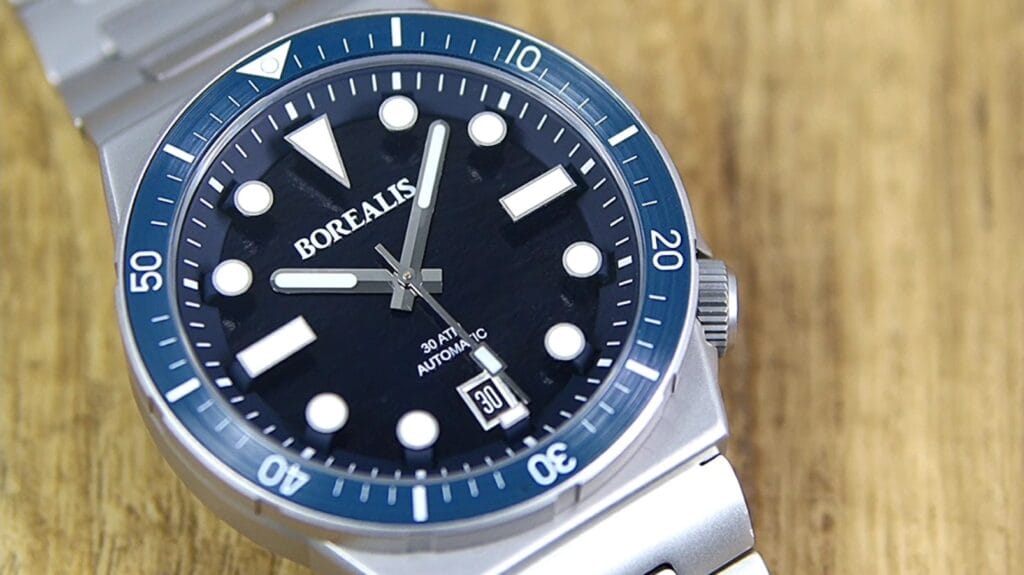 Borealis Porto Covo Diver Watch - face closeup - Photographed by TimedReviews
