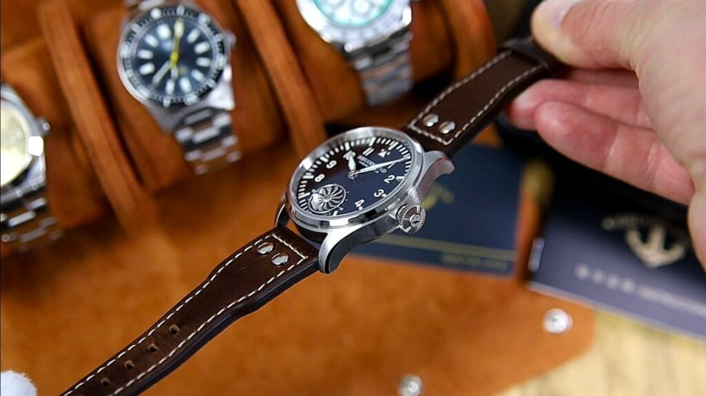 Hruodalnd F016 Turbone Pilot Watch - diamond push-pull crown