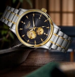 Longlux 8020 - cheap automatic dress watch with open heart feature