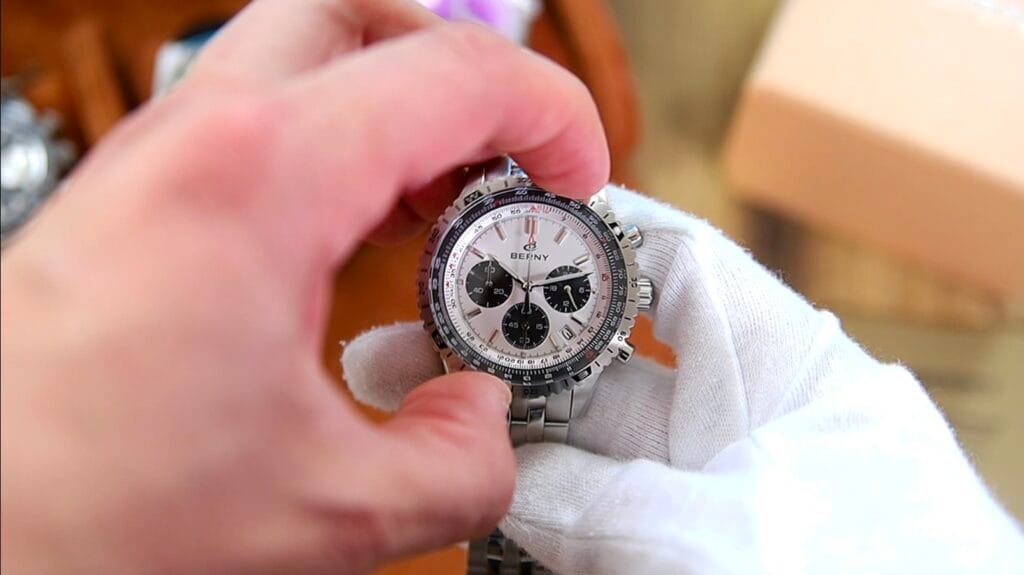 Berny 2845m Chronograph - Bi-directional Rotating Slide Rule Bezel