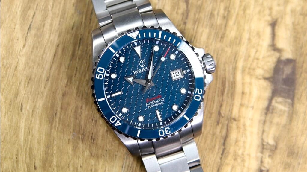 Boderry Seaturtle Titanium Watch - dial macro shot