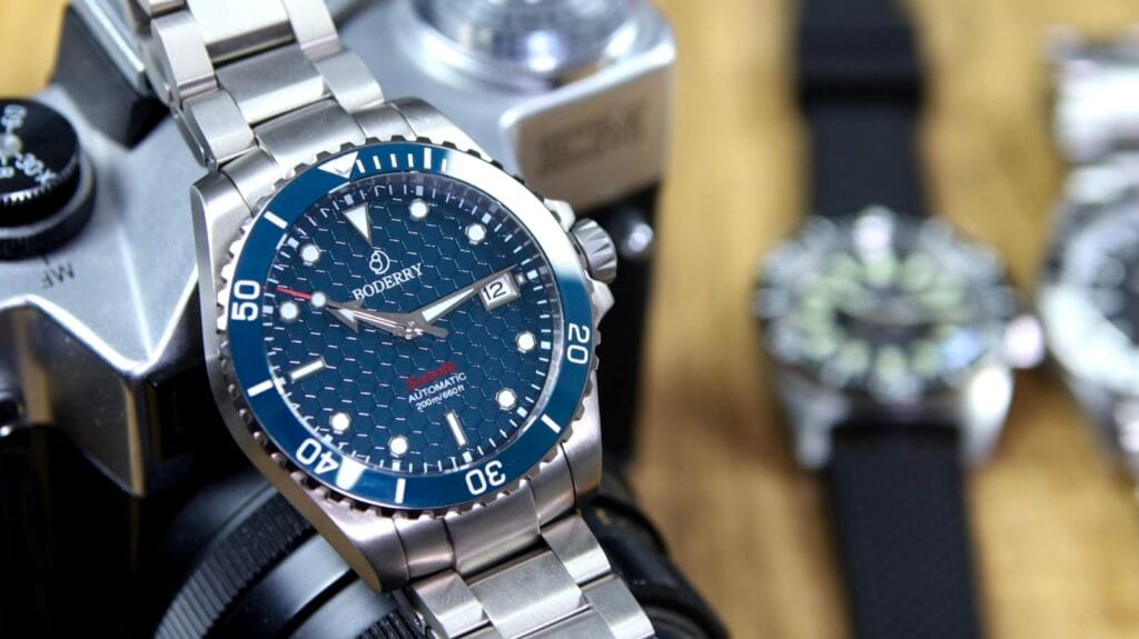 Boderry Seaturtle Titanium Watch - honeycomb dial